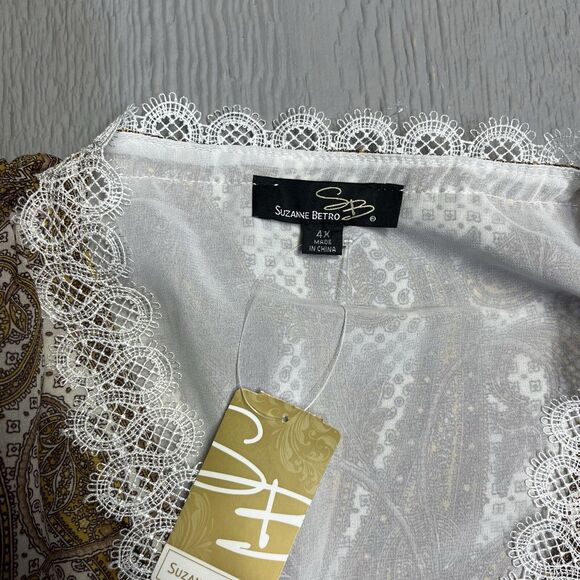 Suzanne Betro Women's Dress 4X Paisley Lace Neck Sleeveless Elastic Waist Lined - Picture 4 of 16